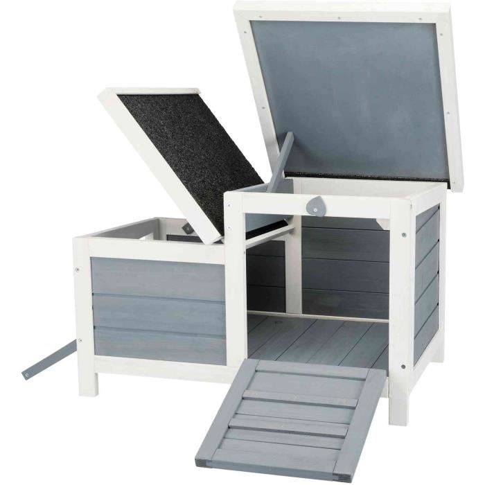 TRIXIE Natura Habitat Konijnenhok - 70 x 43 x 45 cm - Wit/Grijs - Voor Konijnen-1