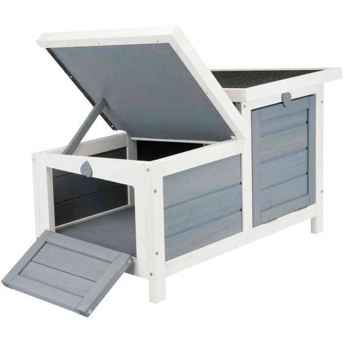 TRIXIE Natura Habitat Konijnenhok - 70 x 43 x 45 cm - Wit/Grijs - Voor Konijnen-4
