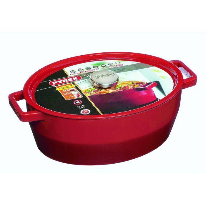 PYREX Ovalen Stoofpan 5,8 L Rood - Geschikt voor Alle Vuren Behalve Inductie-0