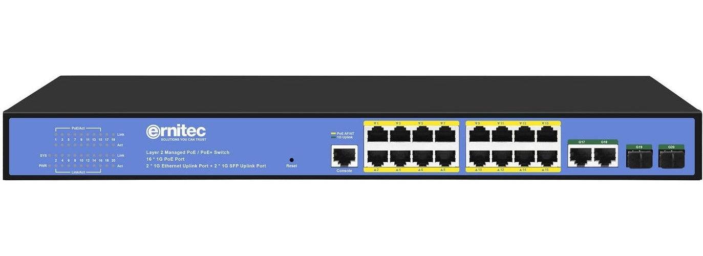 Ernitec Beheerd Layer 2+ Switch - 16 Poorten - 2 x Gigabit RJ45 (ELECTRA-M16-1GB-285W)-0