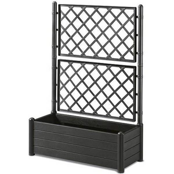 STEFANPLAST ITALIA Bloembak met Trellis - Houtlook - 100x43xH142 cm - 80 L - Antraciet