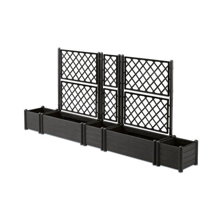 STEFANPLAST ITALIA Bloembak met Trellis - Houtlook - 100x43xH142 cm - 80 L - Antraciet-4