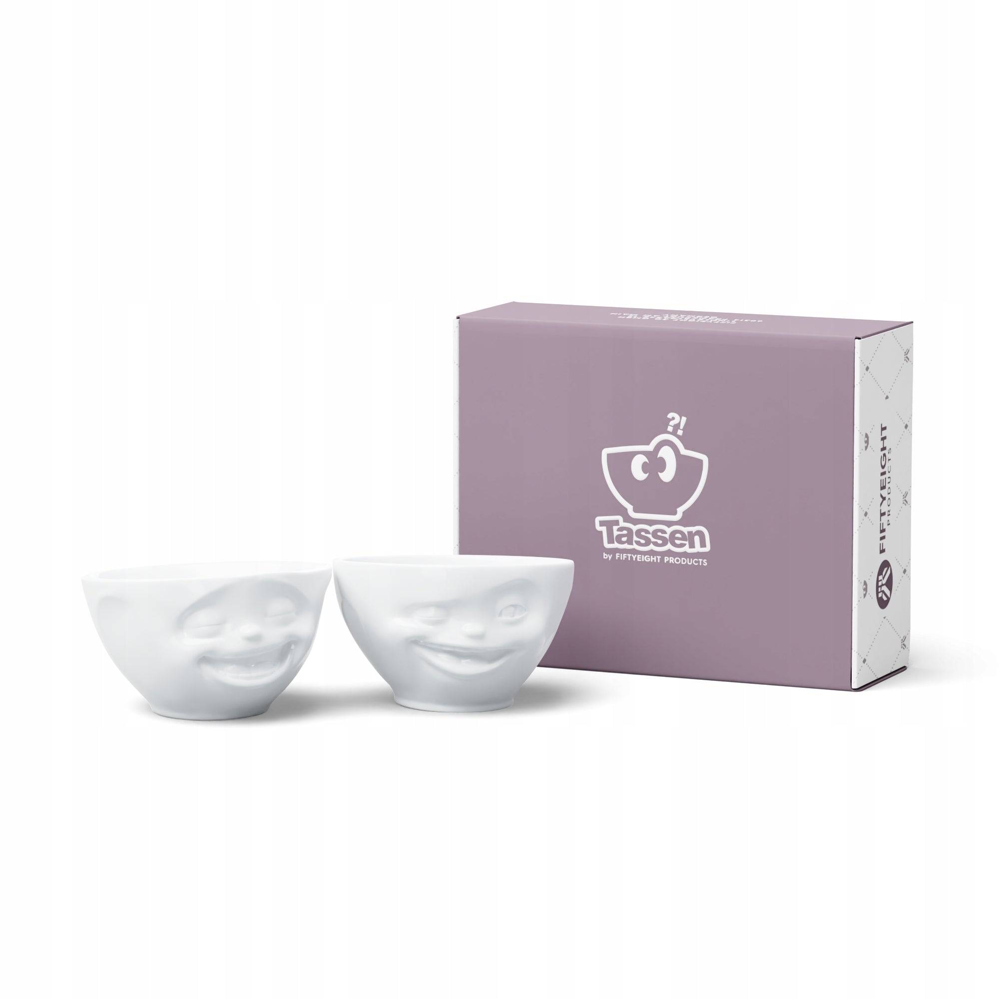 BHS FIFTYEIGHT - Kom Set 200 ml - Lachend & Knipogend Wit T027101-0
