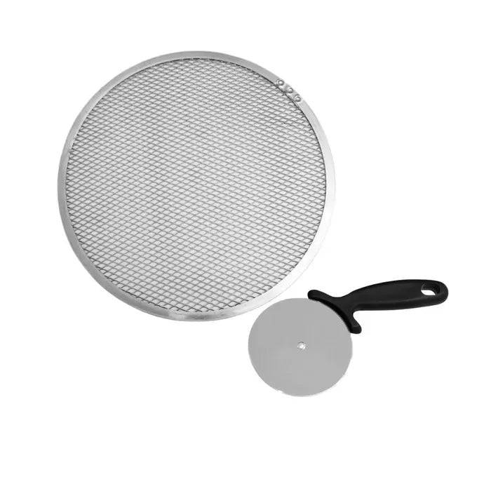 FACKELMANN PROFESSIONAL Pizzapan en Snijset - 33 cm Perforated Pan - RVS Snijder-0