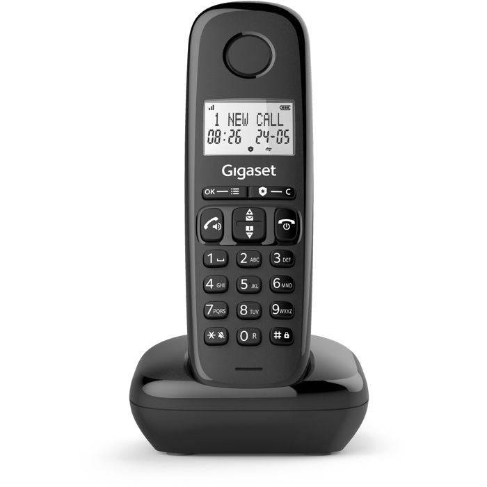 GIGASET BASIC 100 Zwarte Draadloze Telefoon - 1,5" Scherm - Handsfree - Belblokker-0