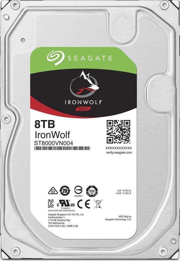 Seagate IronWolf ST8000VN004 8TB Interne Hardeschijf, 3,5", SATA 6 Gb/s, 7200 RPM (ST8000VN004) 6Gb/s