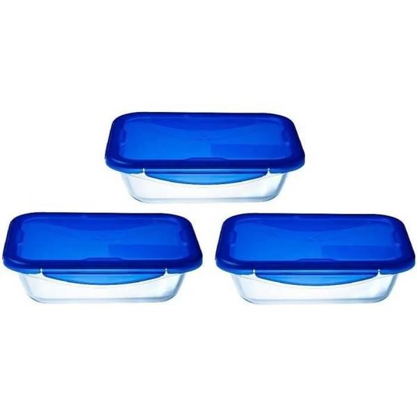 PYREX Set van 3 Lunchdozen - Cook & Go - Glas - Luchtdichte Deksel - 0,8 L