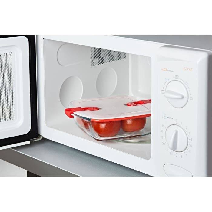 PYREX Set van 3 Lunchdozen - Cook & Heat - Glas - Vierkant - Luchtdichte Deksel met Stoomventiel - 1 L-3