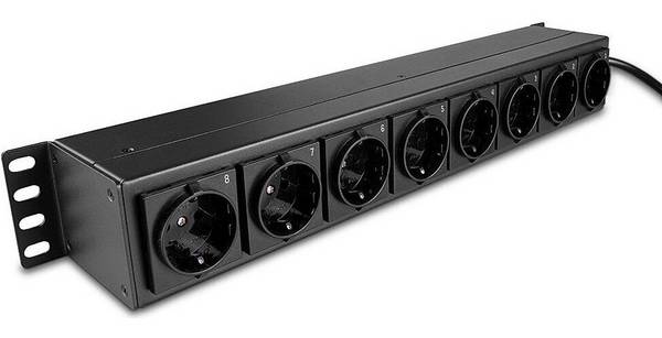 LINDY Rack-Montage Voedingsstrip met Schuko Aansluitingen - 8 Aansluitingen 1.5U