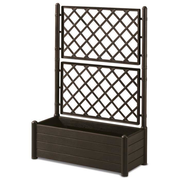 STEFANPLAST ITALIA Bloembak met Trellis - Houtlook - 100x43xH142 cm - 80 L - Mocha-0