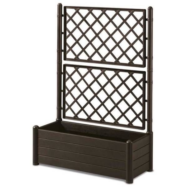 STEFANPLAST ITALIA Bloembak met Trellis - Houtlook - 100x43xH142 cm - 80 L - Mocha