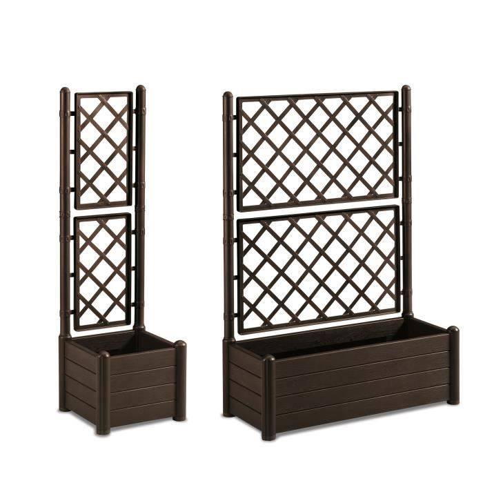 STEFANPLAST ITALIA Bloembak met Trellis - Houtlook - 100x43xH142 cm - 80 L - Mocha-2