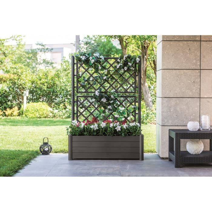 STEFANPLAST ITALIA Bloembak met Trellis - Houtlook - 100x43xH142 cm - 80 L - Mocha-3