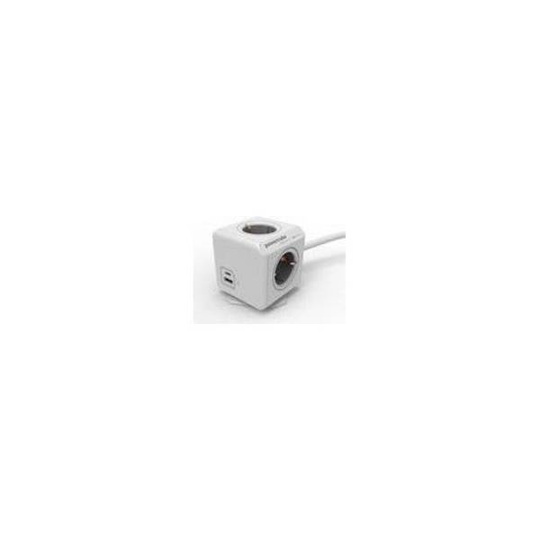 Allocacoc PDU Eenheid met USB-A en USB-C Poorten - 4 Stopcontacten - 1,5 m - Wit/Grijs (10435/DEEUAC)