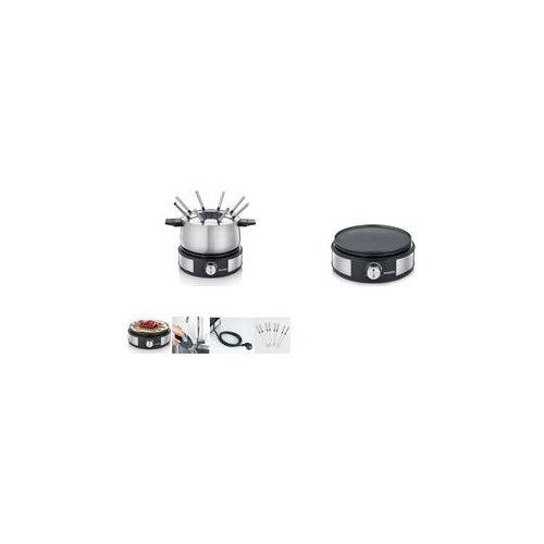 Severin Fondue- en Crêpescombinatie Zwart Geborsteld RVS FO2471-0