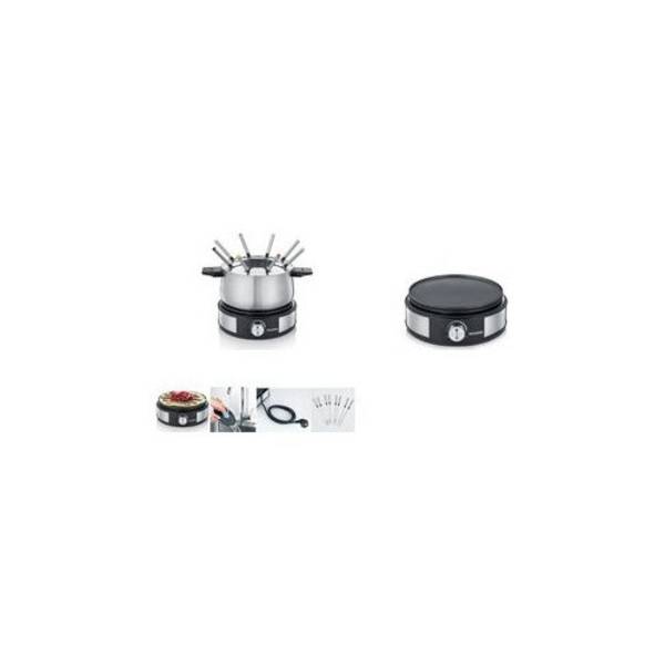 Severin Fondue- en Crêpescombinatie Zwart Geborsteld RVS FO2471