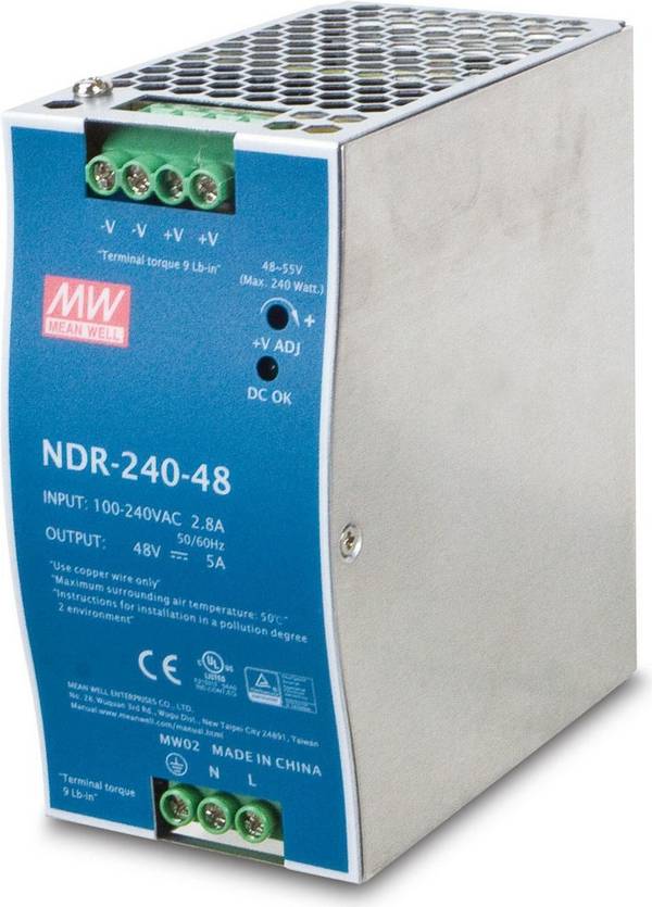 Ernitec 48V 240W DIN-Rail Voeding - Model ELECTRA-PWR-240-48
