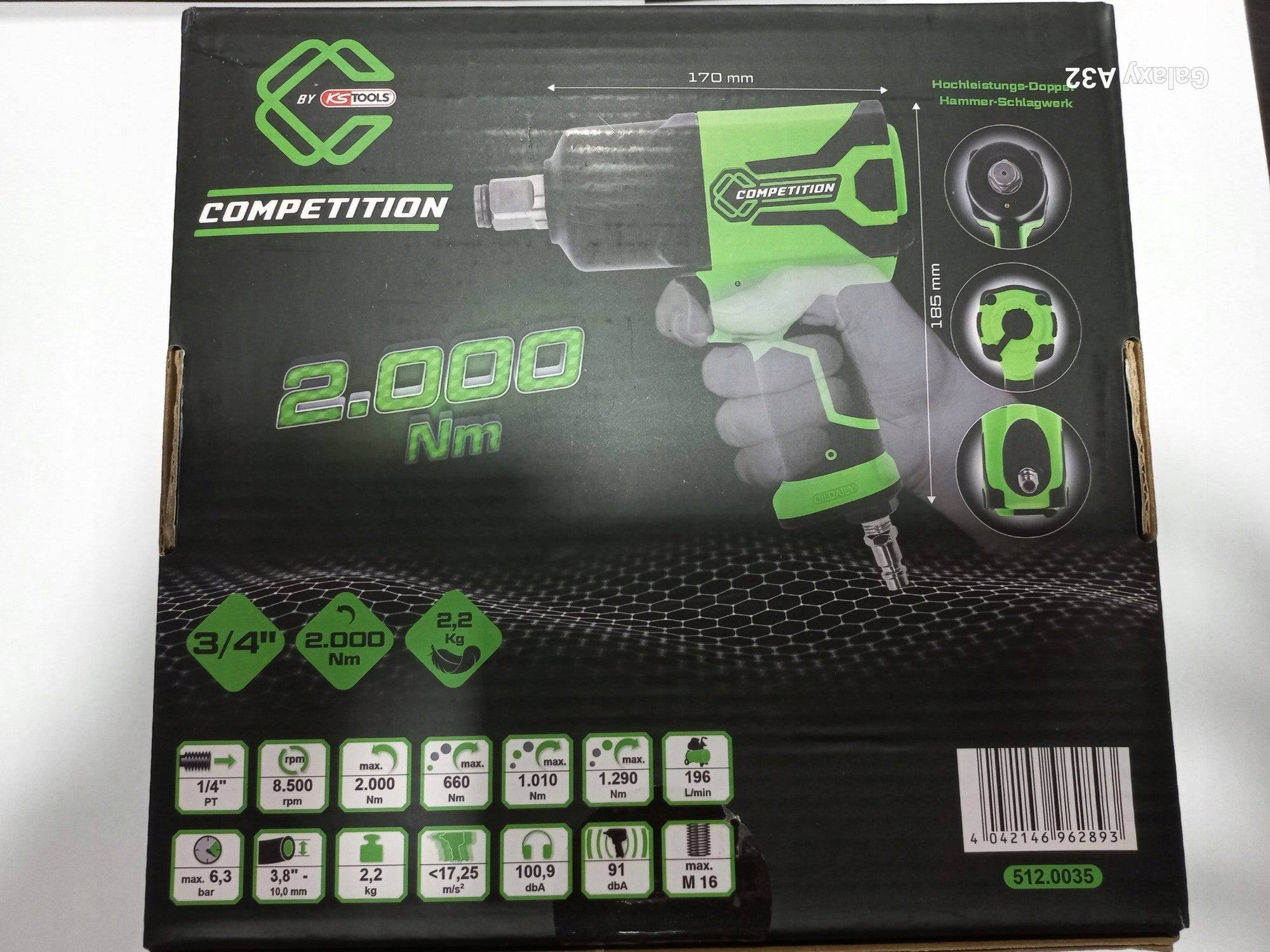 KS TOOLS 512.0035 3/4" COMPETITION Pneumatische Slagmoersleutel - 2000 Nm 2000Nm-0