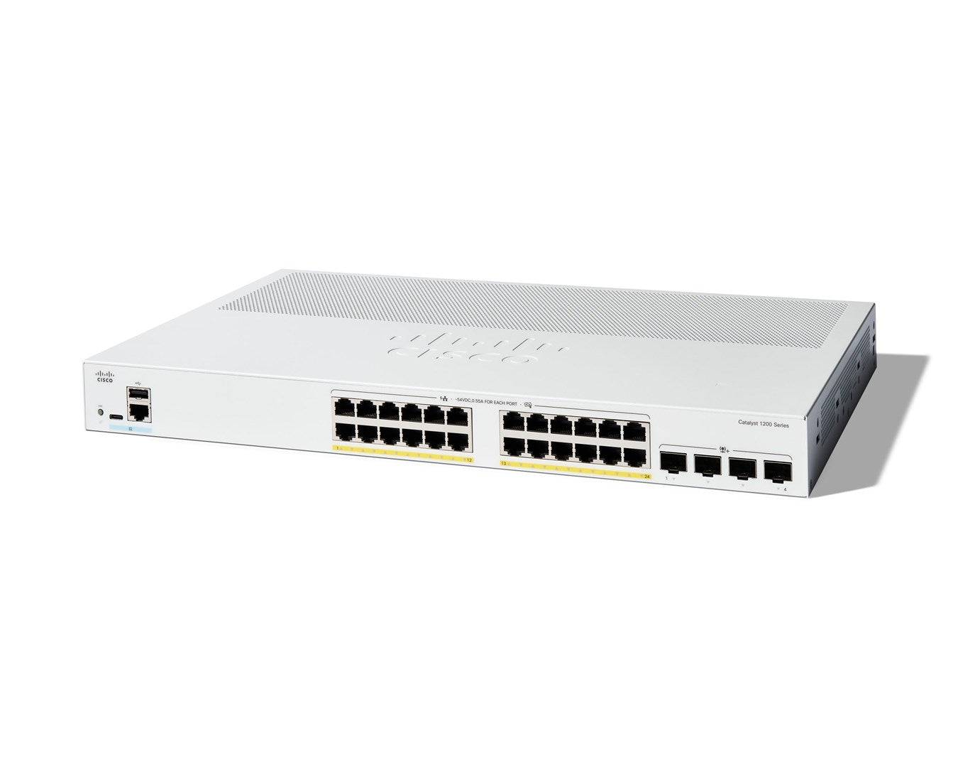 CISCO Catalyst 1200 24-Poort Switch - PoE+ - 195W Vermogen - 4 x 10 g SFP+ Uplinks 24-Port C1200-24P-4X-2