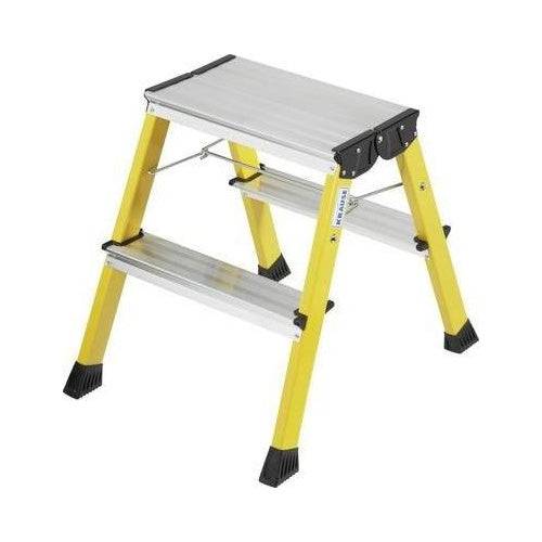 KRAUSE Dubbele Vouwladder met Wielen, 2,45 m, Geel (130044)-0