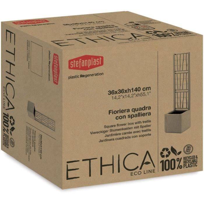 STEFANPLAST ETHICA Bloembak - Grafiet - Vierkant met Trellis - 38 L - 36x36x140 cm-4