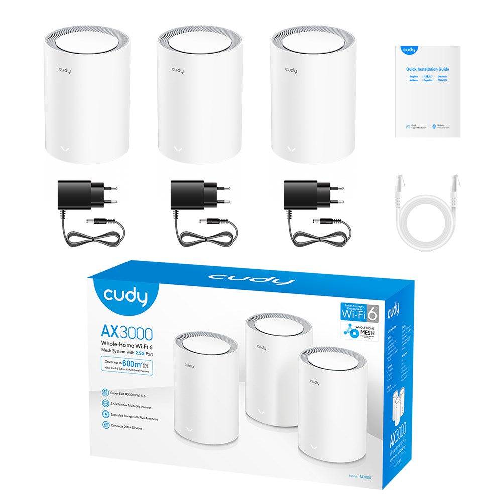 Cudy M3000 V2.0 Mesh Wi-Fi 6 Systeem, Dual-Band 2,4 GHz/5 GHz, Drie-Pack 6-System-1
