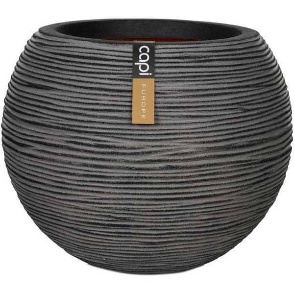 CAPI EUROPE Bolvormige Vaasje RIB NL - 40x32 cm - Antraciet