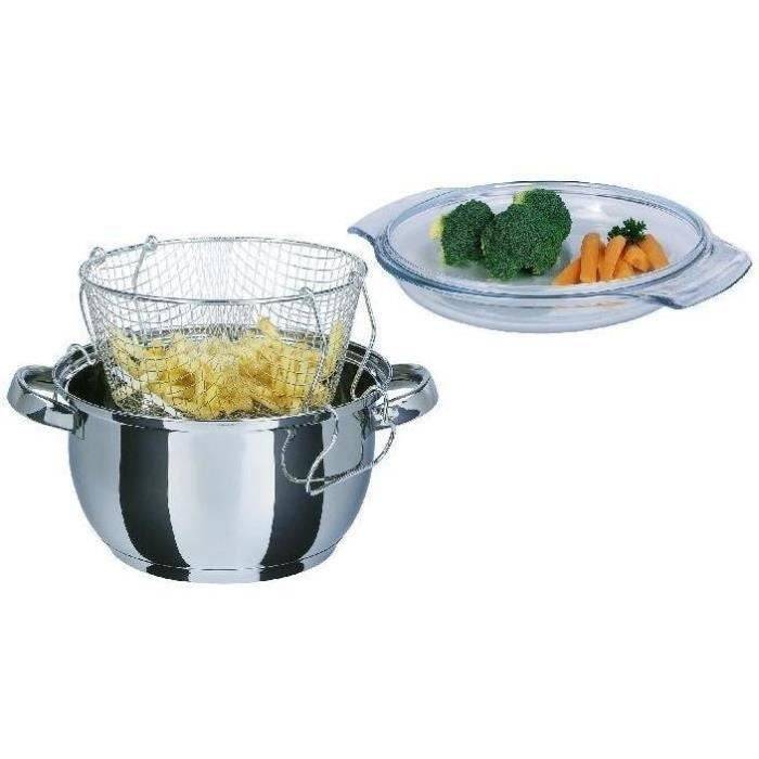 GSW Frituurpan - 22 cm - Inductie Geschikt - RVS met Glazen Deksel-0