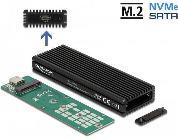 Delock M.2 Opslagbehuizing NVMe SATA USB 3.2 Zwart 42004 6Gb/s