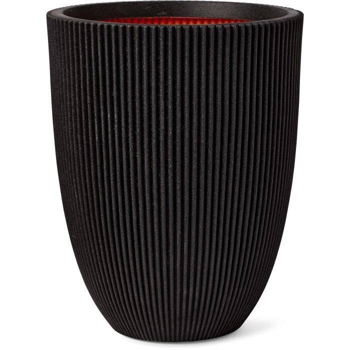CAPI EUROPE Elegante Lage Vaas GROOVE NL - 34 x 46 cm - Zwart-0