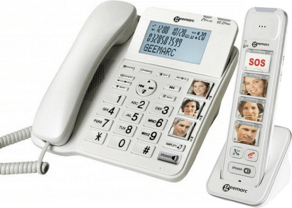 Geemarc AMPLIDECT COMBI-PHOTO 295 Vaste Senior Telefoon met Antwoordapparaat, Foto Knoppen, Verlicht Display, Wit-0