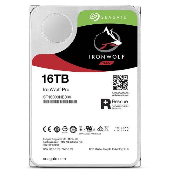Seagate IronWolf Pro ST16000NT001 Hard Drive - 16TB - Intern - SATA 6Gb/s - 7200 RPM - Buffer: 256MB - met 3 Jaar Rescue-3