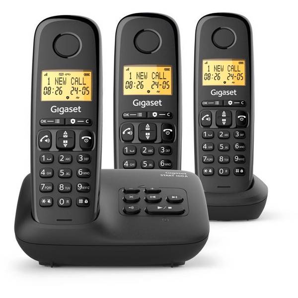 GIGASET Basic 100A TRIO Vaste Telefoon - Antwoordapparaat - Handsfree - Verlicht Scherm - 50-contacten Telefoonboek