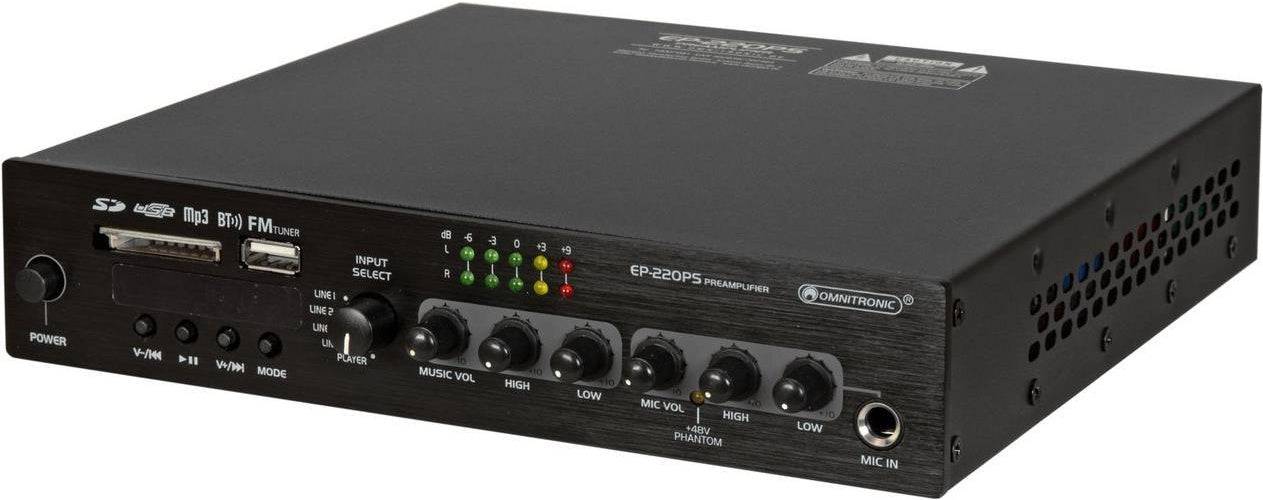 OMNITRONIC EP-220PS Voorversterker met MP3 Speler, Bluetooth en FM Radio (10007081)-0