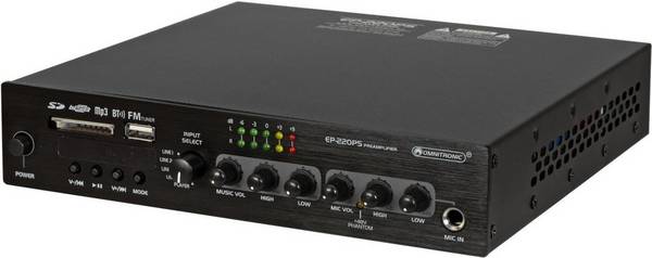 OMNITRONIC EP-220PS Voorversterker met MP3 Speler, Bluetooth en FM Radio (10007081)