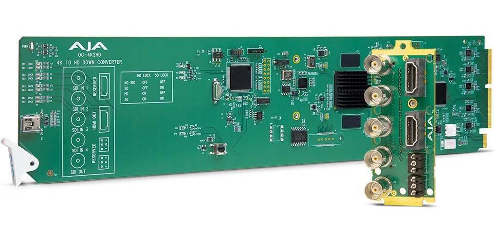 AJA OG-4K2HD - Downconverter - Groen - 4096 x 2160 pixels - 480i, 576i, 720p, 1080i, 1080p, 2160p - Bedrijfstemperatuur:-0