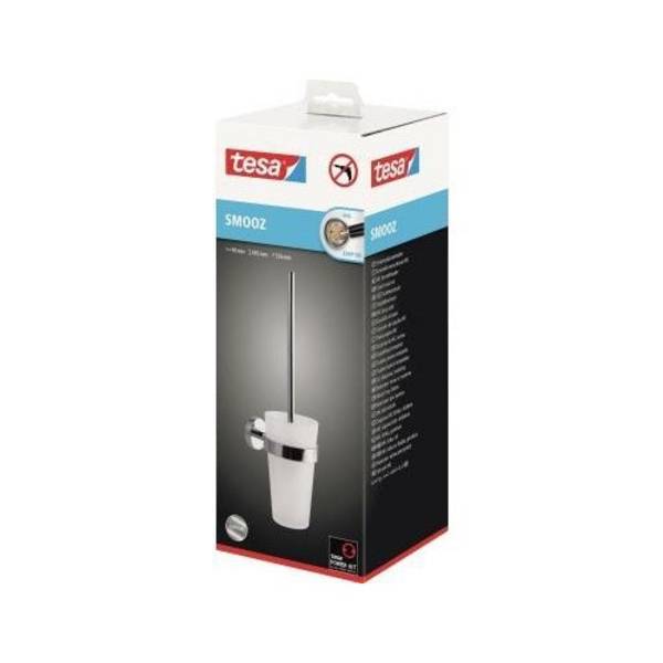 TESA Smooz Toiletborstel & Houder Set, Zilver-Wit, Metaal