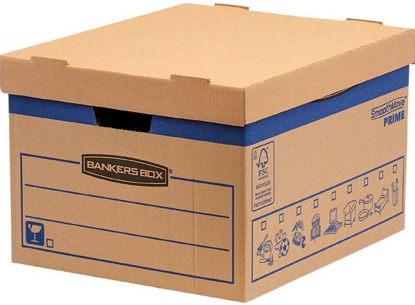 Fellowes SmoothMove® Prime FastFold® Verhuisdoos 29 x 38x43 cm (47 L) - Opbergdoos - Natuurlijk/Natuurlijk - Rechthoekig