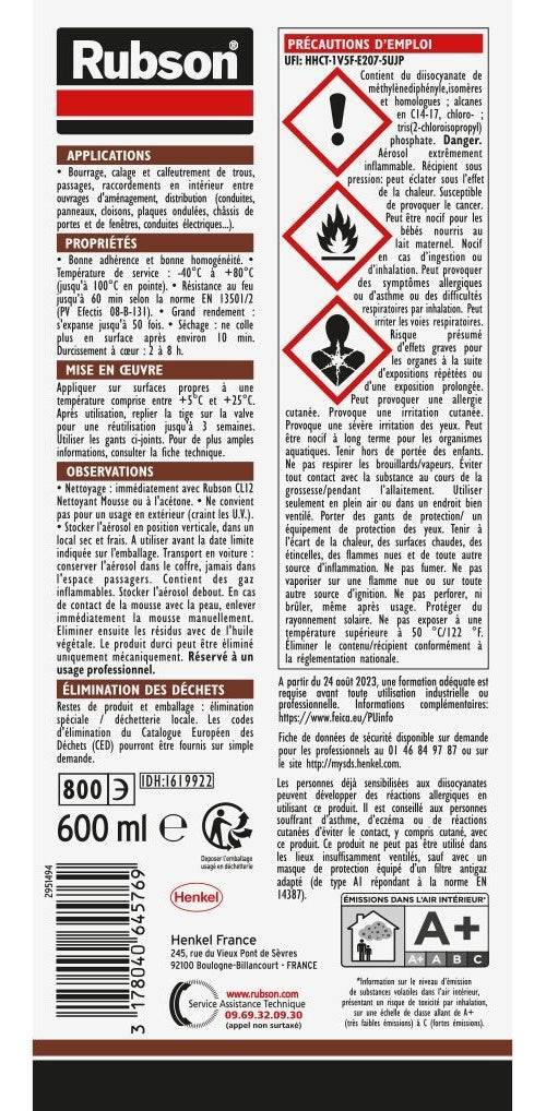 RUBSON Vlamvertragende Expanding Foam Aerosol - CF 90 - 600 ml-1