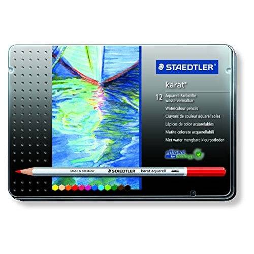 STAEDTLER Karat Aquarelpotloden - 12-delige Metalen Doos - 3.0 mm - 125 M12 12-piece-4
