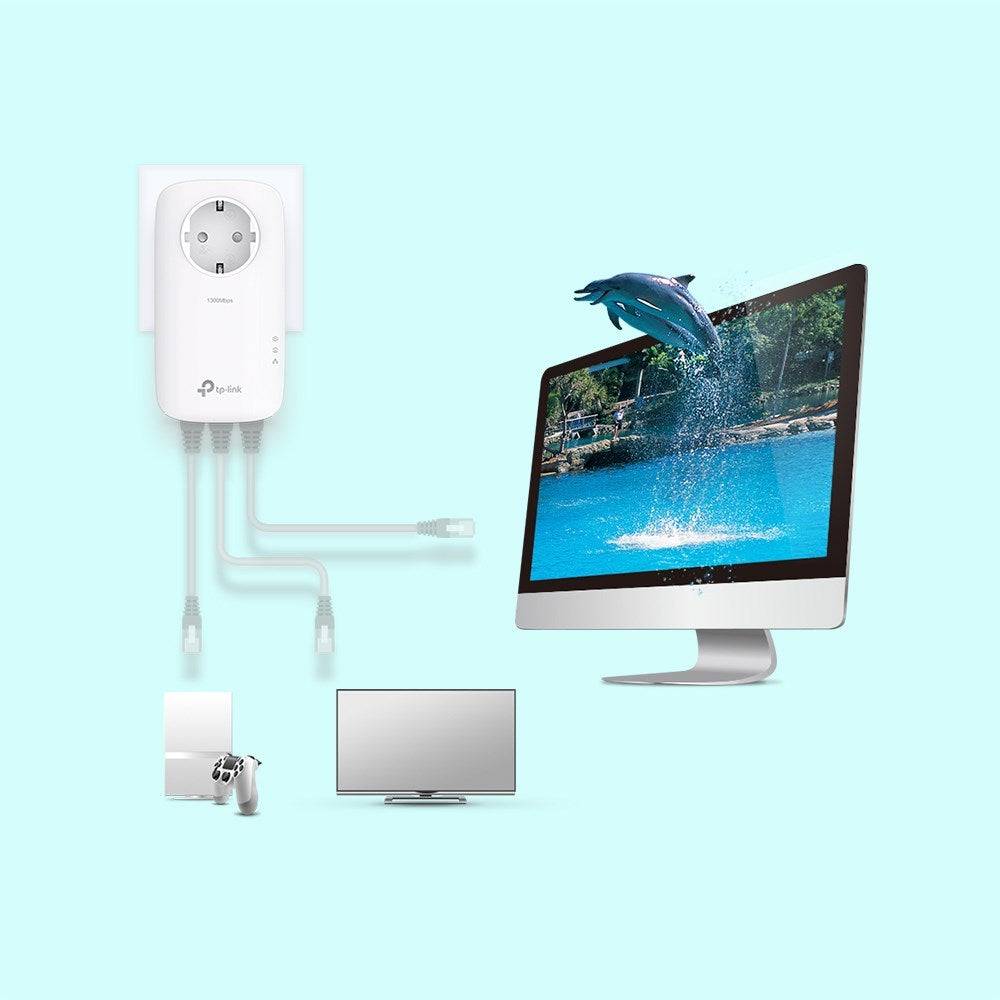 TP-LINK AV1300 - Powerline Starter Kit - Gigabit Passthrough - HomePlug AV2 - 1200 Mbps-2