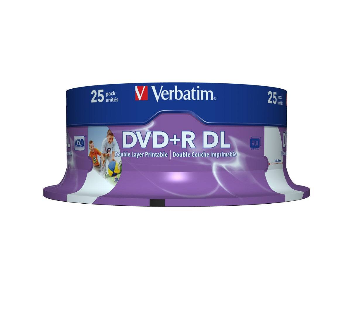 Verbatim 25 x DVD+R DL 8,5 GB 8x Brede Printbare Oppervlakte Spindel-2