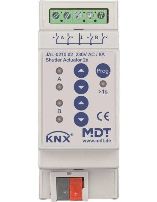 MDT Rolgordijn Actuator 2-Gang 2TE REG 10A voor Rolgordijnmotoren 230VAC - Model JAL-0210.02-0