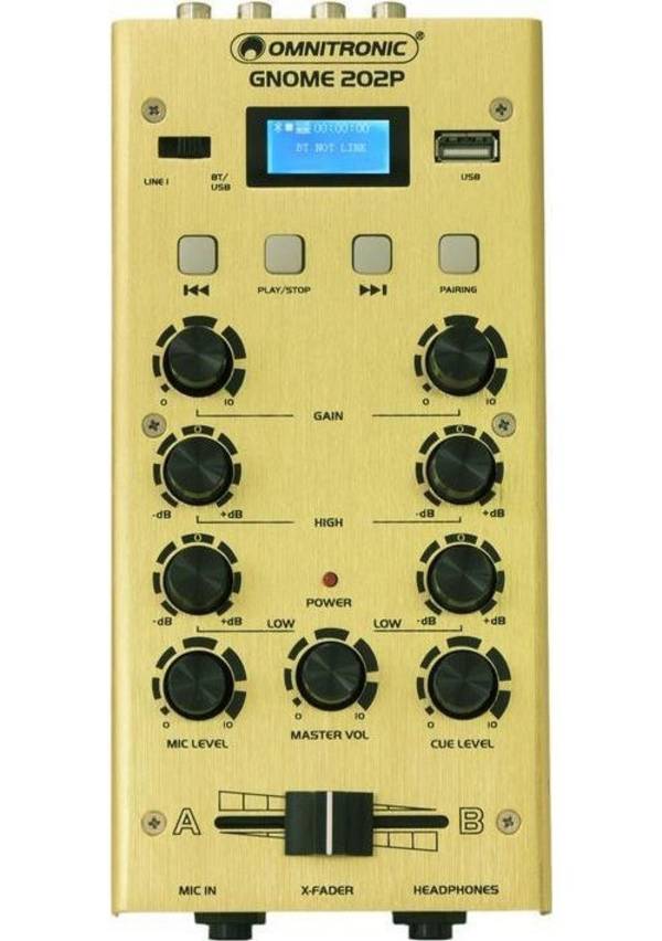 Omnitronic GNOME-202P Compacte Mini-Mixer, Gouden Afwerking, Model 10006887