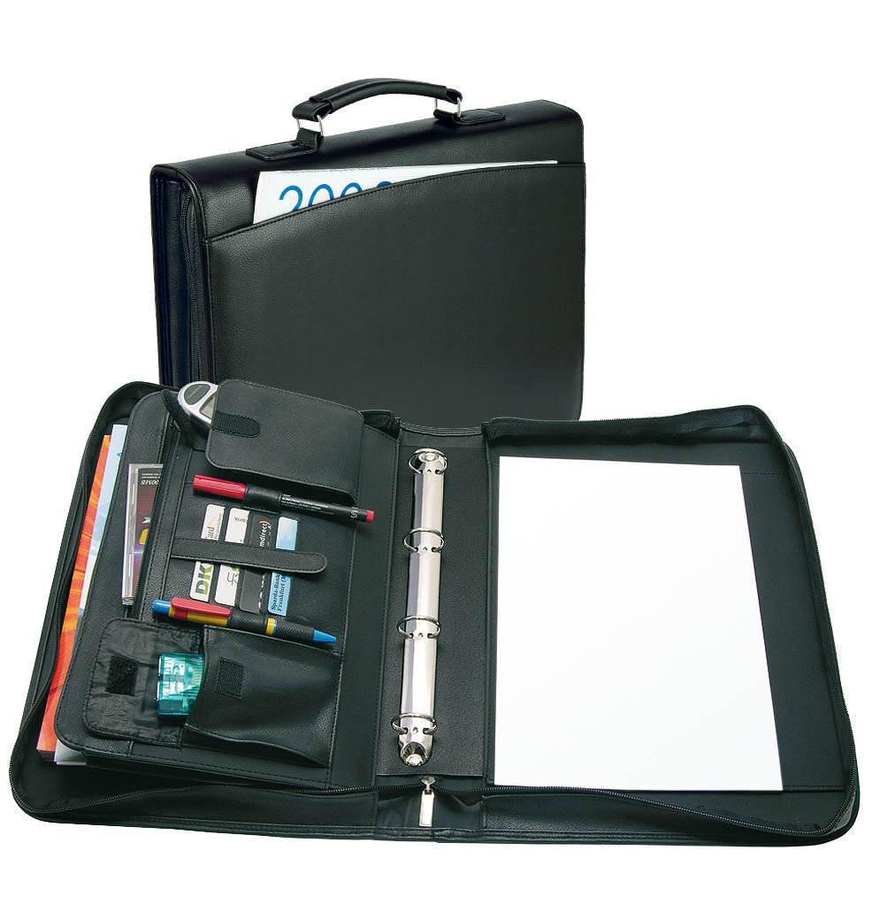 WEDO Organizer Map van imitatieleer, A4-formaat / 4-rings met handvat, zwart-4