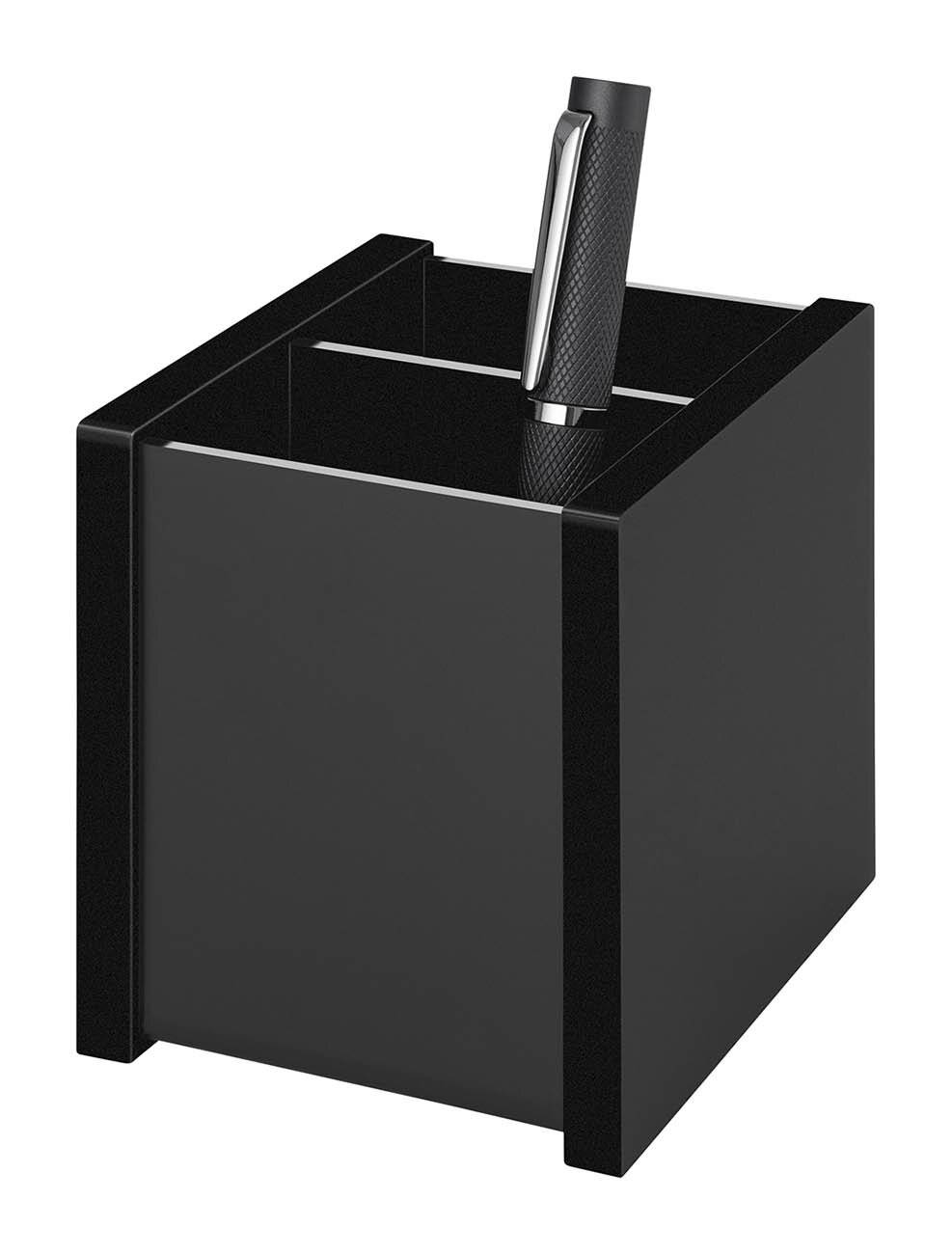 WEDO Multiköcher "black office", 2 Fächer, schwarz aus Acryl, mit transparenten Gummifüßchen, - 1 Stück (63 6001)-1