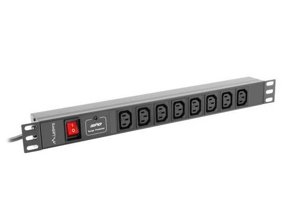 Lanberg - PDU Stekkerdoos 48,3 cm (19") 1U 8x IEC C13 C20 2 m Zwart (PDU-08I-0200-C20-BK)