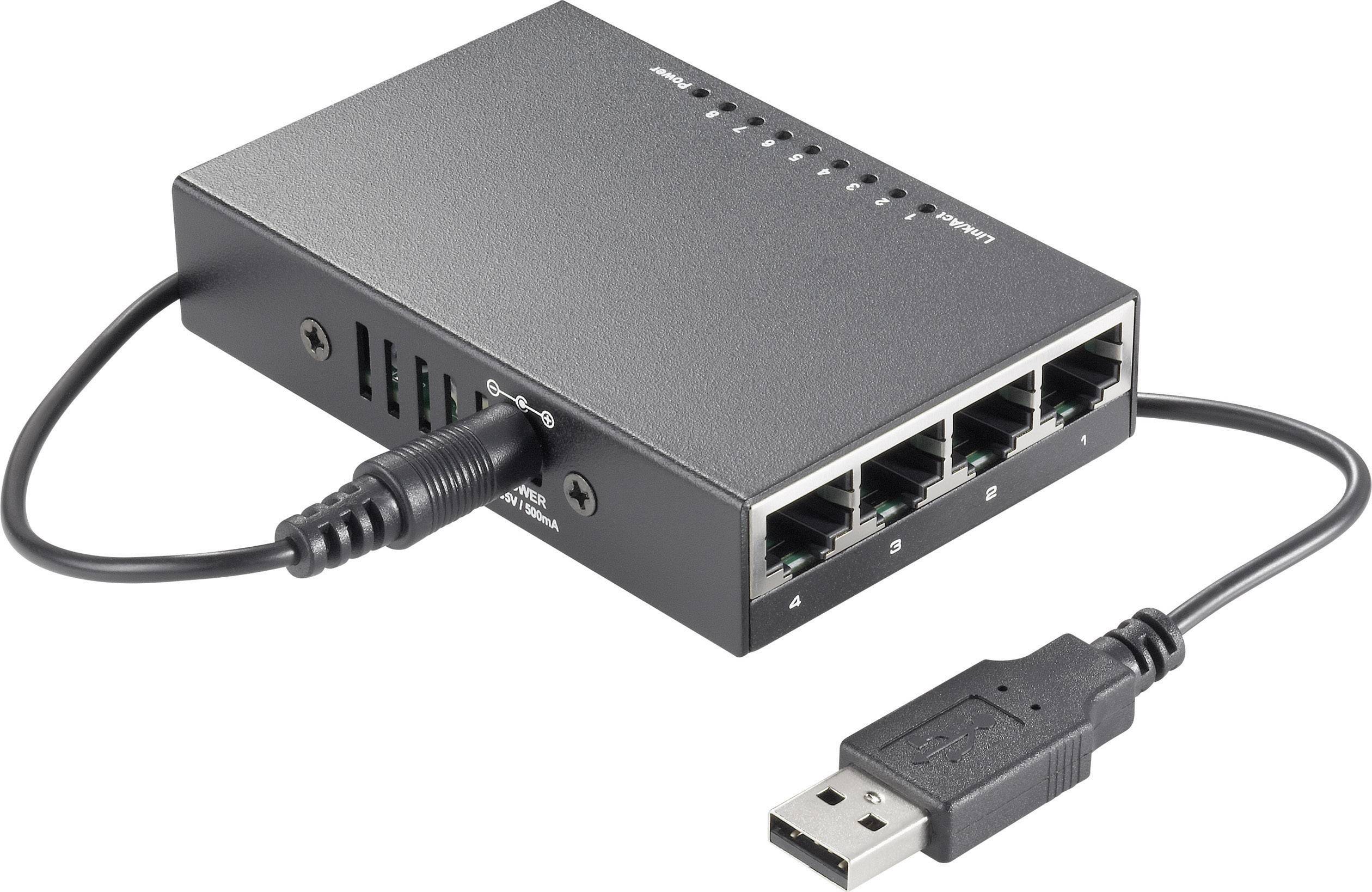 Netwerk switch RJ45 mini mit USB-Stromversorgung 8 poorten 100 Mbit/s ...