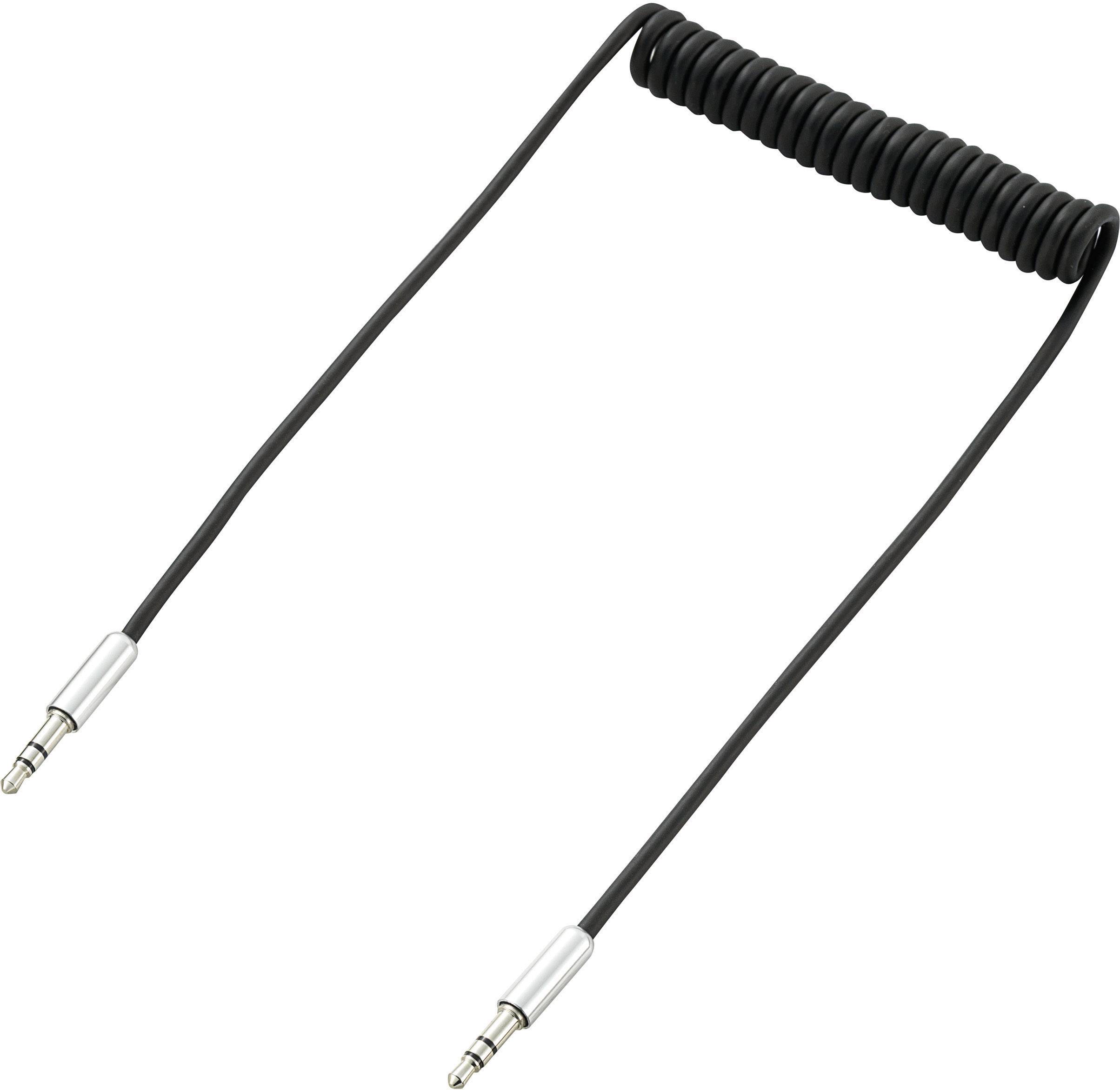 SpeaKa Professional SP-7870092 Jackplug Audio Aansluitkabel [1x Jackplug male 3,5 mm - 1x Jackplug male 3,5 mm] 1.00 m Zwart Spiraalkabel