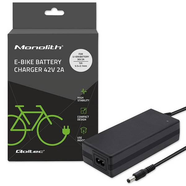 Qoltec Oplader voor E-Bike Accu's 36V 42V 2A 5,5 x 2,1 mm